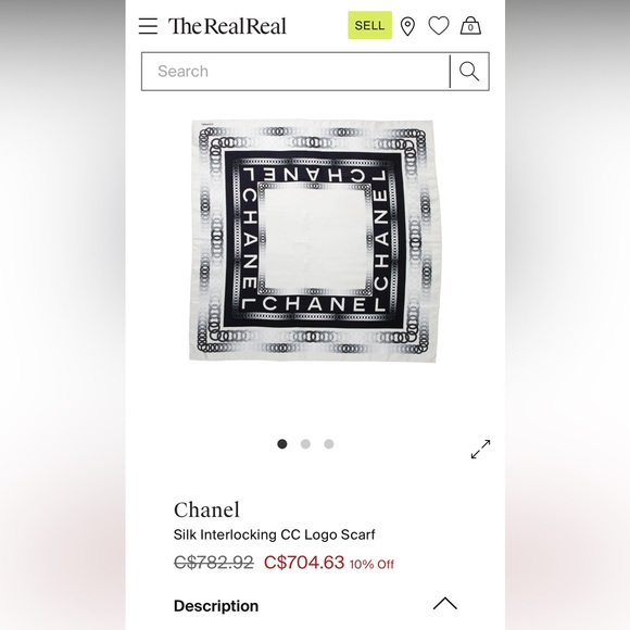 CHANEL Silk Monochrome Logo CC Chain Print Scarf - Picture 7 of 9